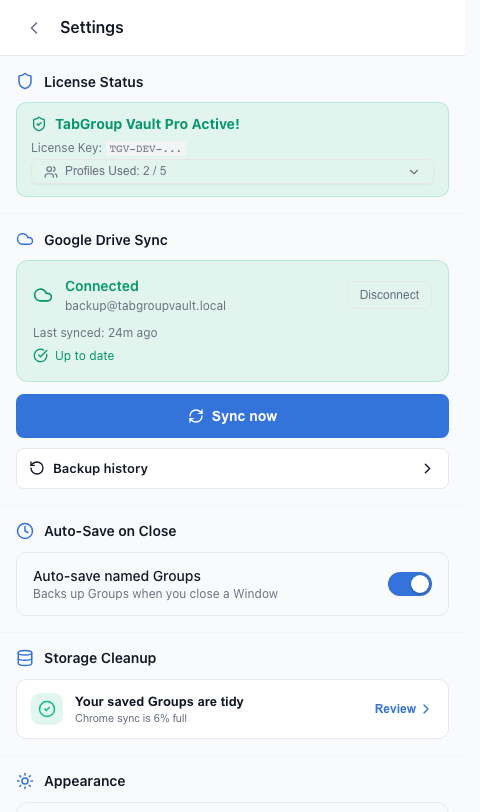 Find the backup controls in Settings.